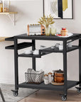 3 - Shelf Outdoor Grill Cart with Wheels - From Where - 