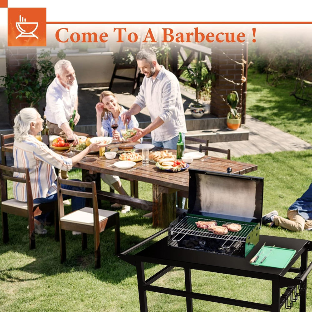 3 - Shelf Outdoor Grill Cart with Wheels - From Where - 