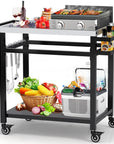3 - Shelf Outdoor Grill Cart with Wheels - From Where - 