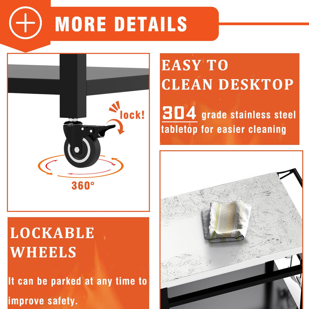 3 - Shelf Outdoor Grill Cart with Wheels - From Where - 