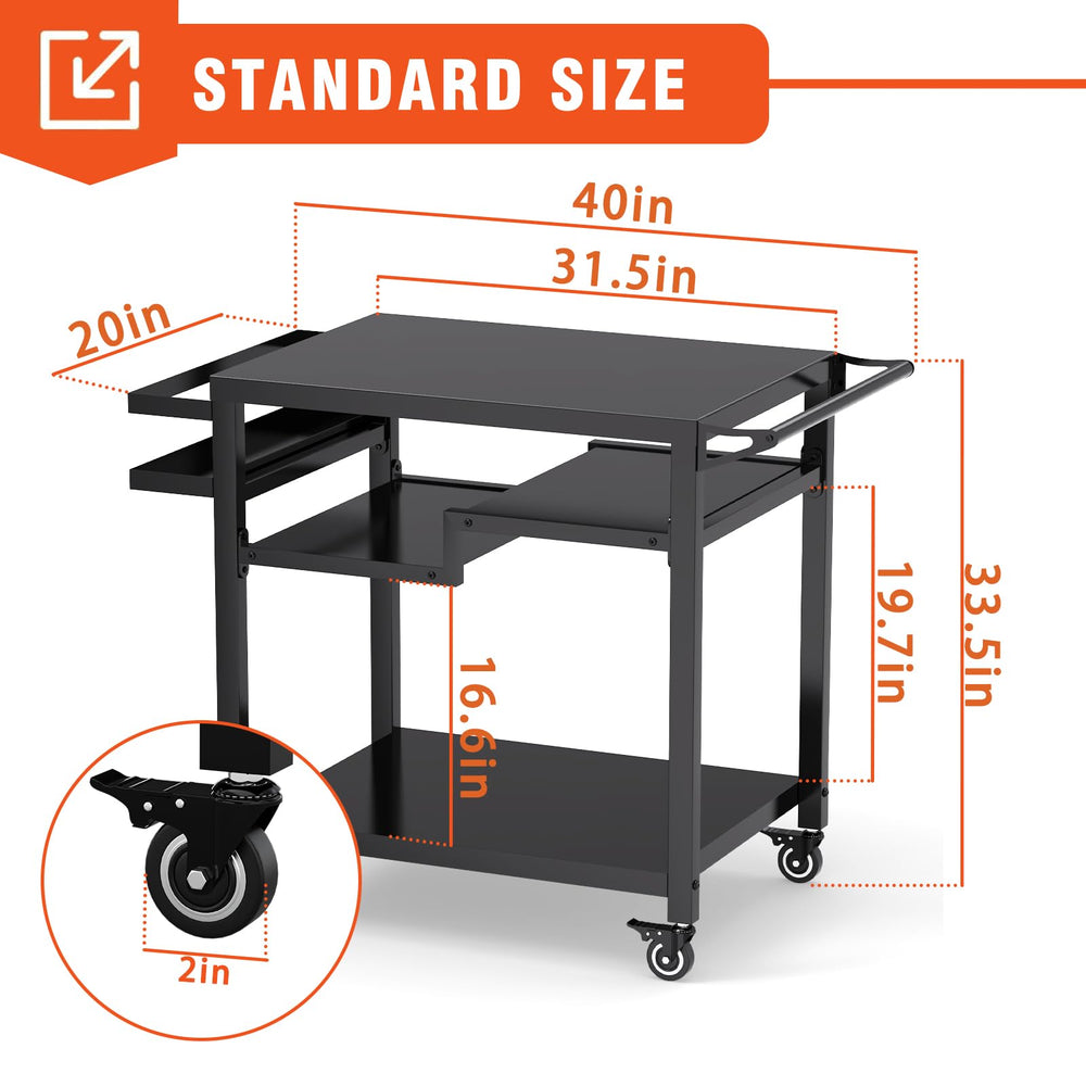 3 - Shelf Outdoor Grill Cart with Wheels - From Where - 