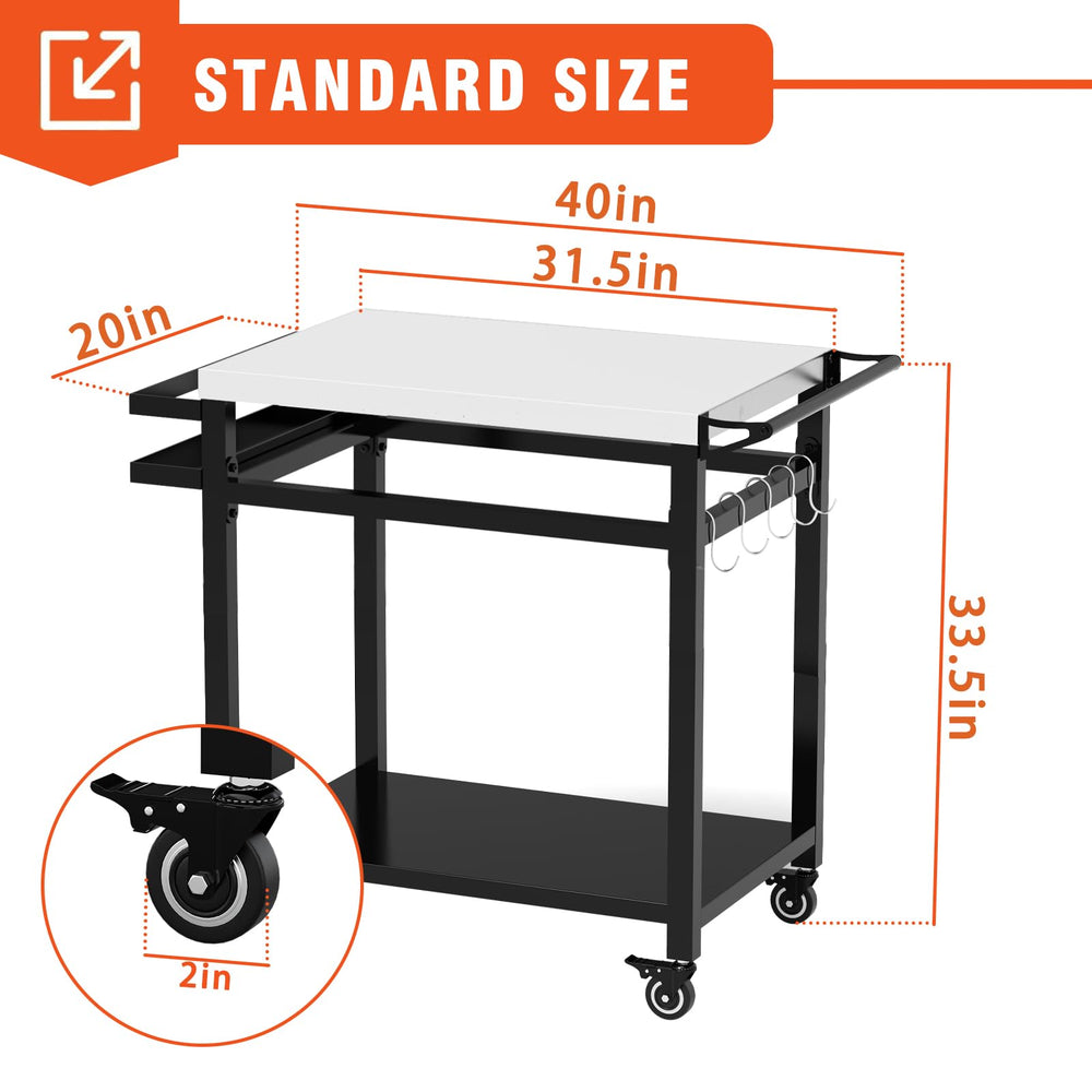3 - Shelf Outdoor Grill Cart with Wheels - From Where - 