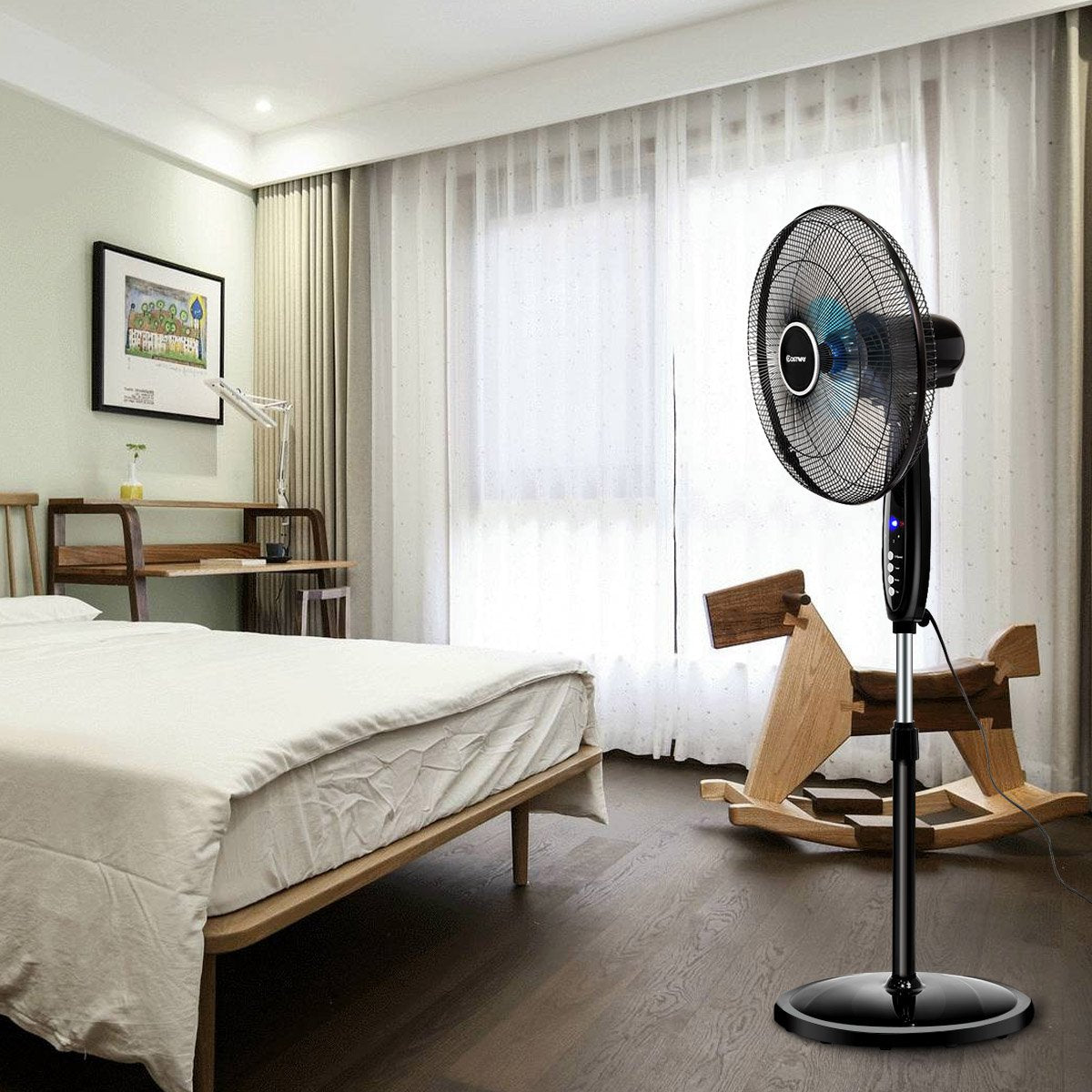 3 - Speed Oscillating Standing Fan w/ Timer - From Where - 