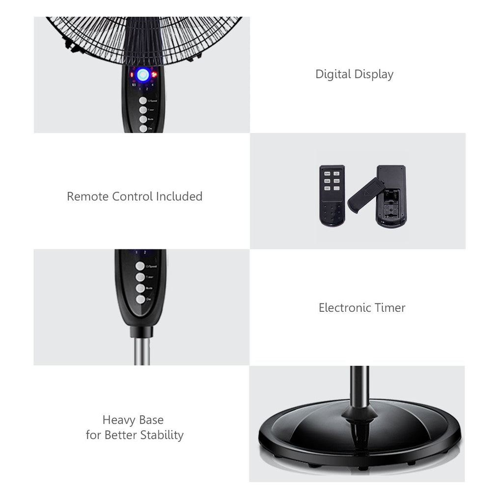 3 - Speed Oscillating Standing Fan w/ Timer - From Where - 