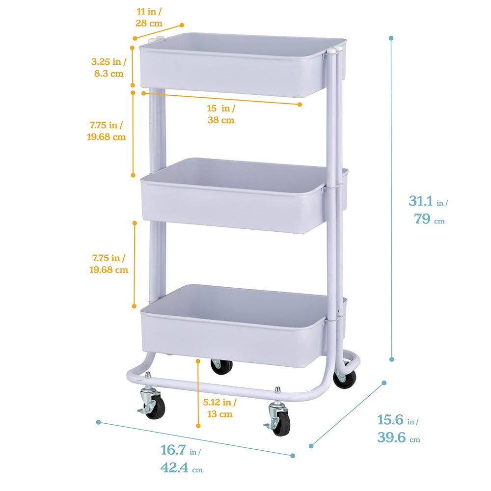 3 - Tier Metal Rolling Utility Cart - From Where - 