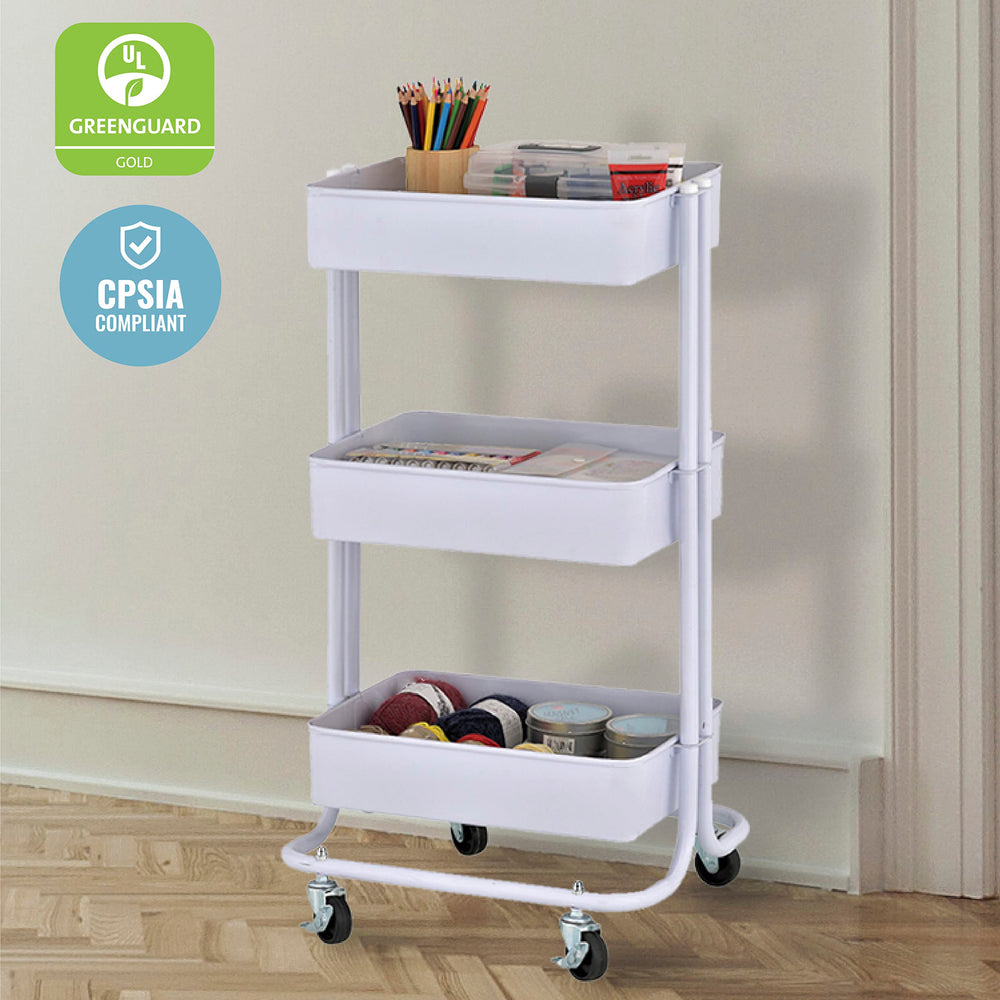 3 - Tier Metal Rolling Utility Cart - From Where - 