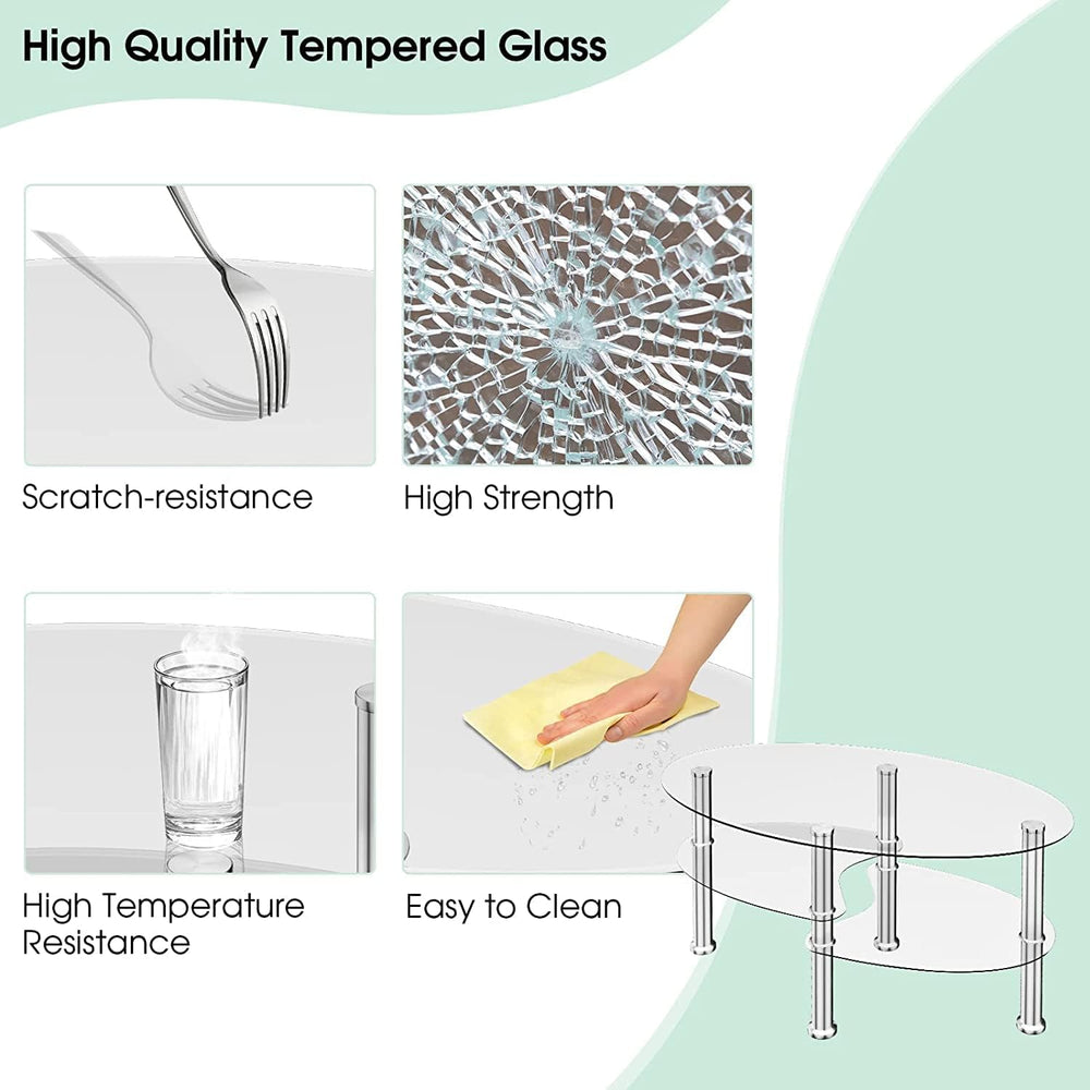 3 - Tier Oval Glass Coffee Table - From Where - 