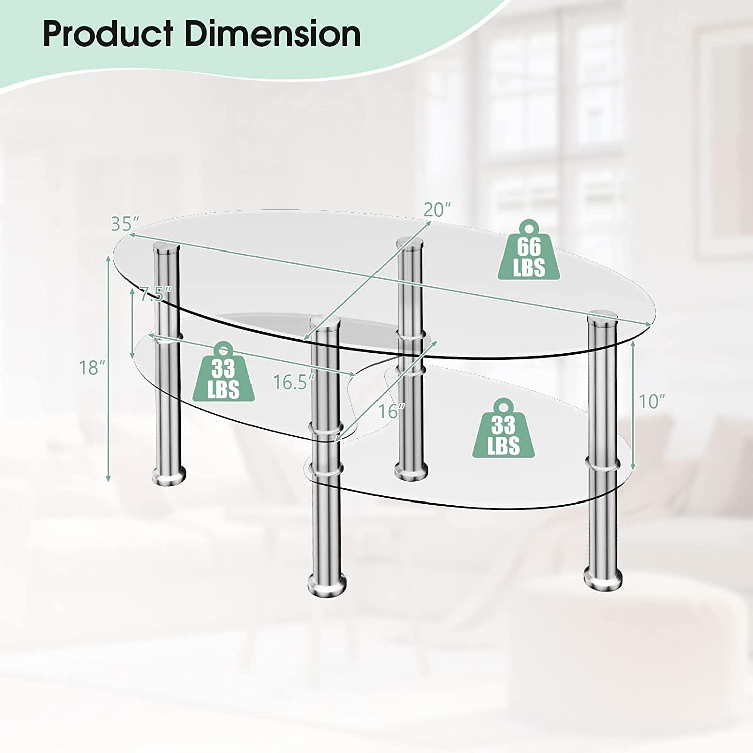 3 - Tier Oval Glass Coffee Table - From Where - 