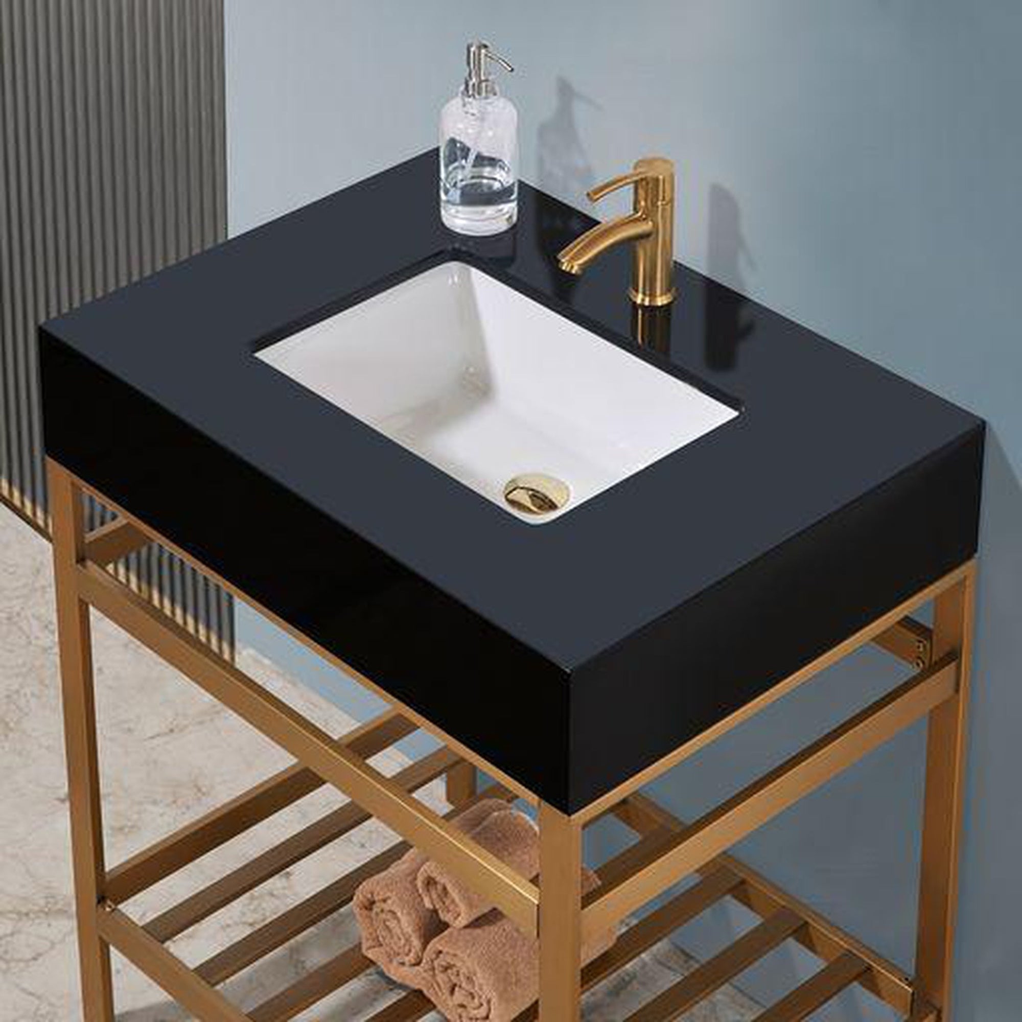 30" Brushed Gold Bathroom Vanity Set - From Where - 