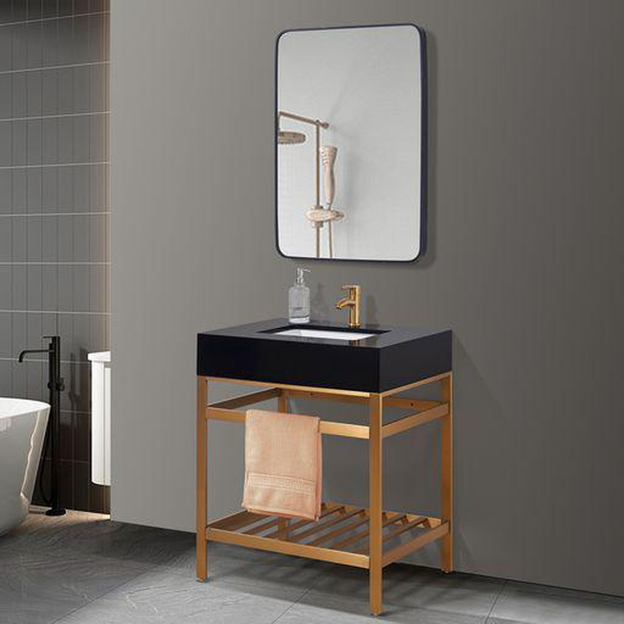 30" Brushed Gold Bathroom Vanity Set - From Where - 
