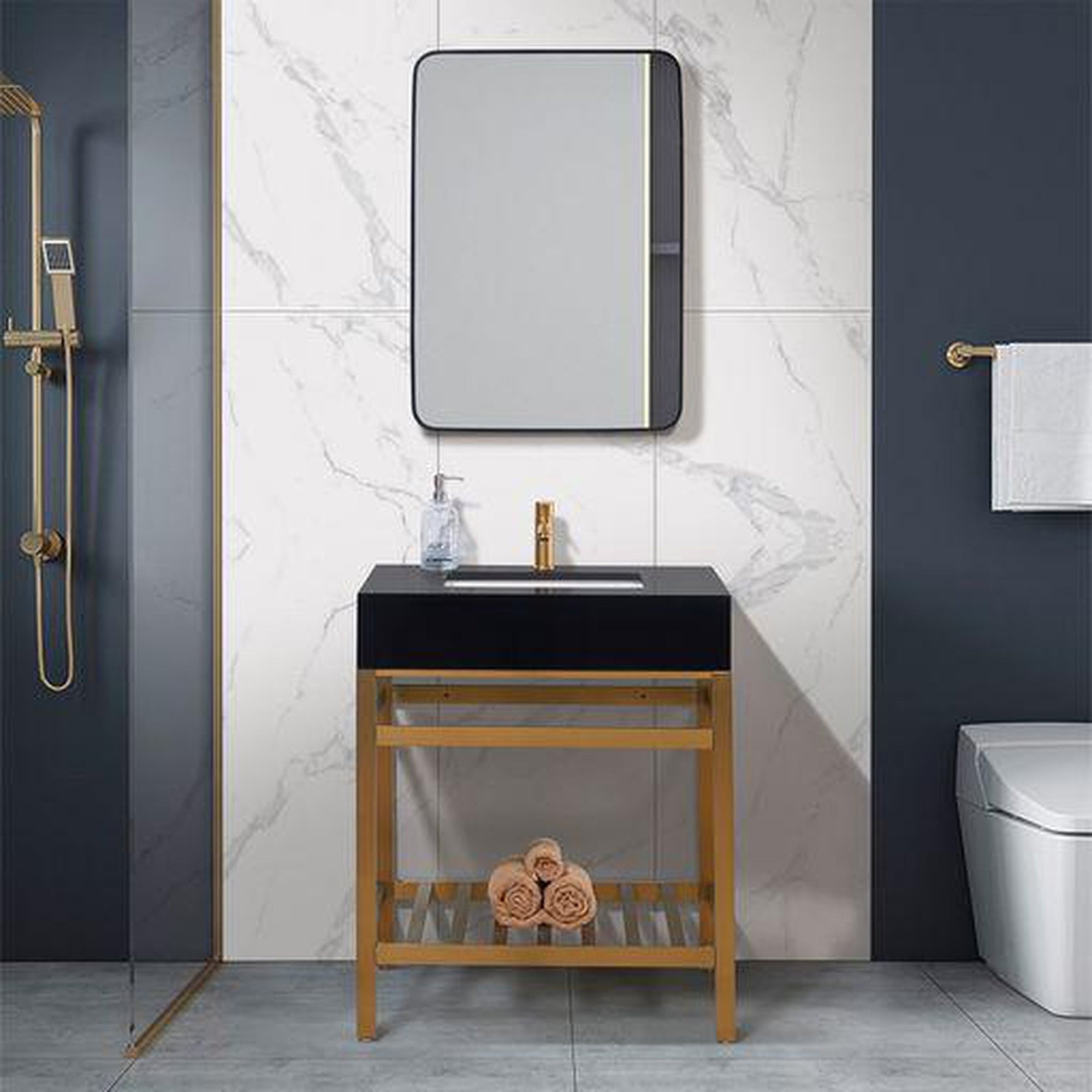 30" Brushed Gold Bathroom Vanity Set - From Where - 