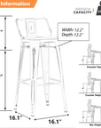30" Metal Bar Stools with Backs - From Where - 