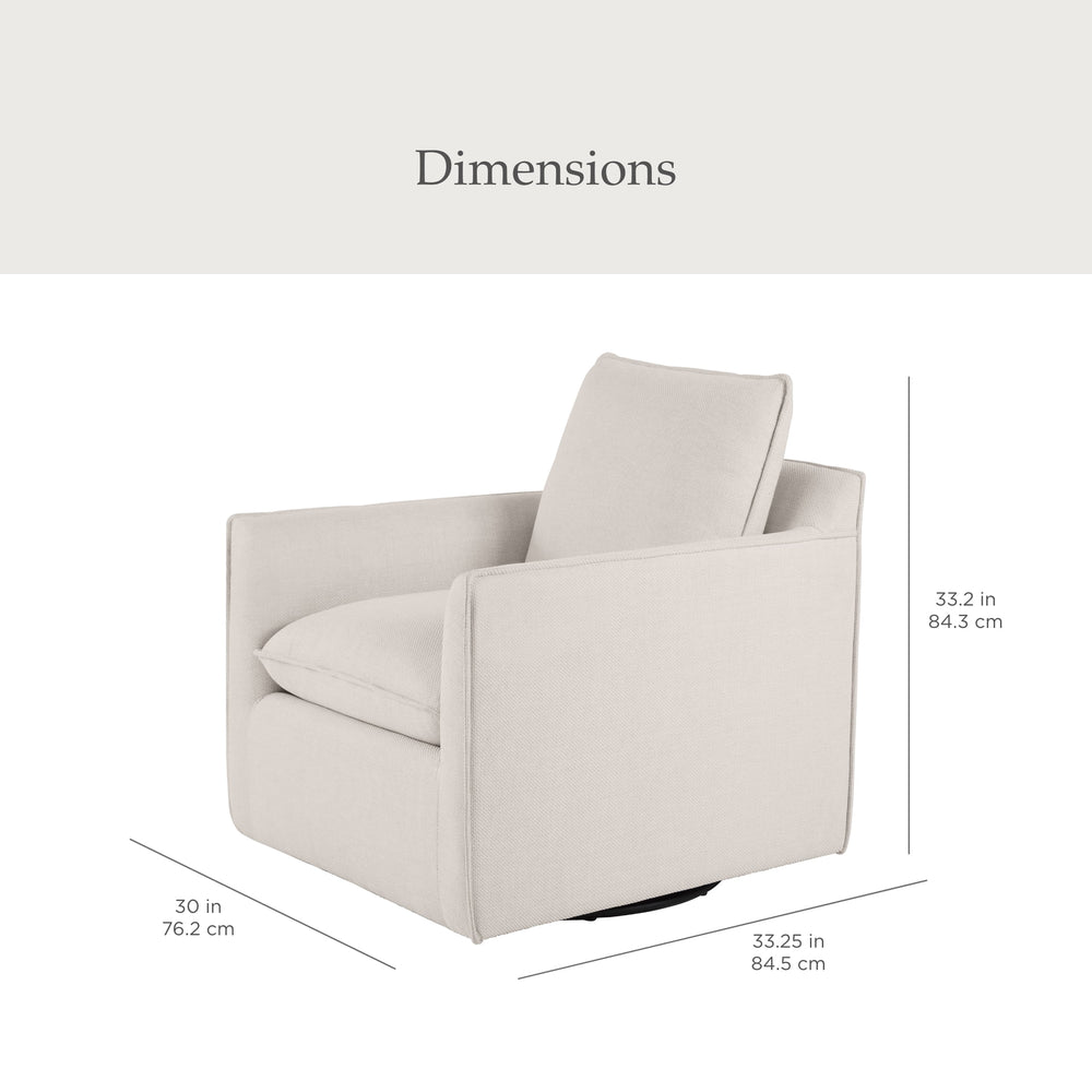 My Texas House Briar Swivel Accent Chair, Cream Linen