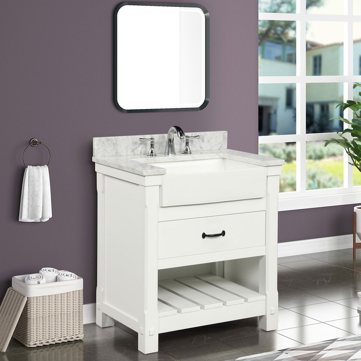 31'' Single Bathroom Vanity with Marble Top - From Where - 