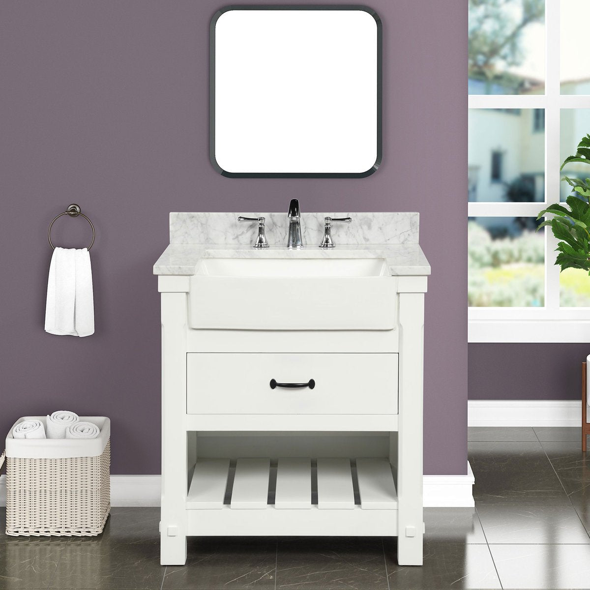 31'' Single Bathroom Vanity with Marble Top - From Where - 
