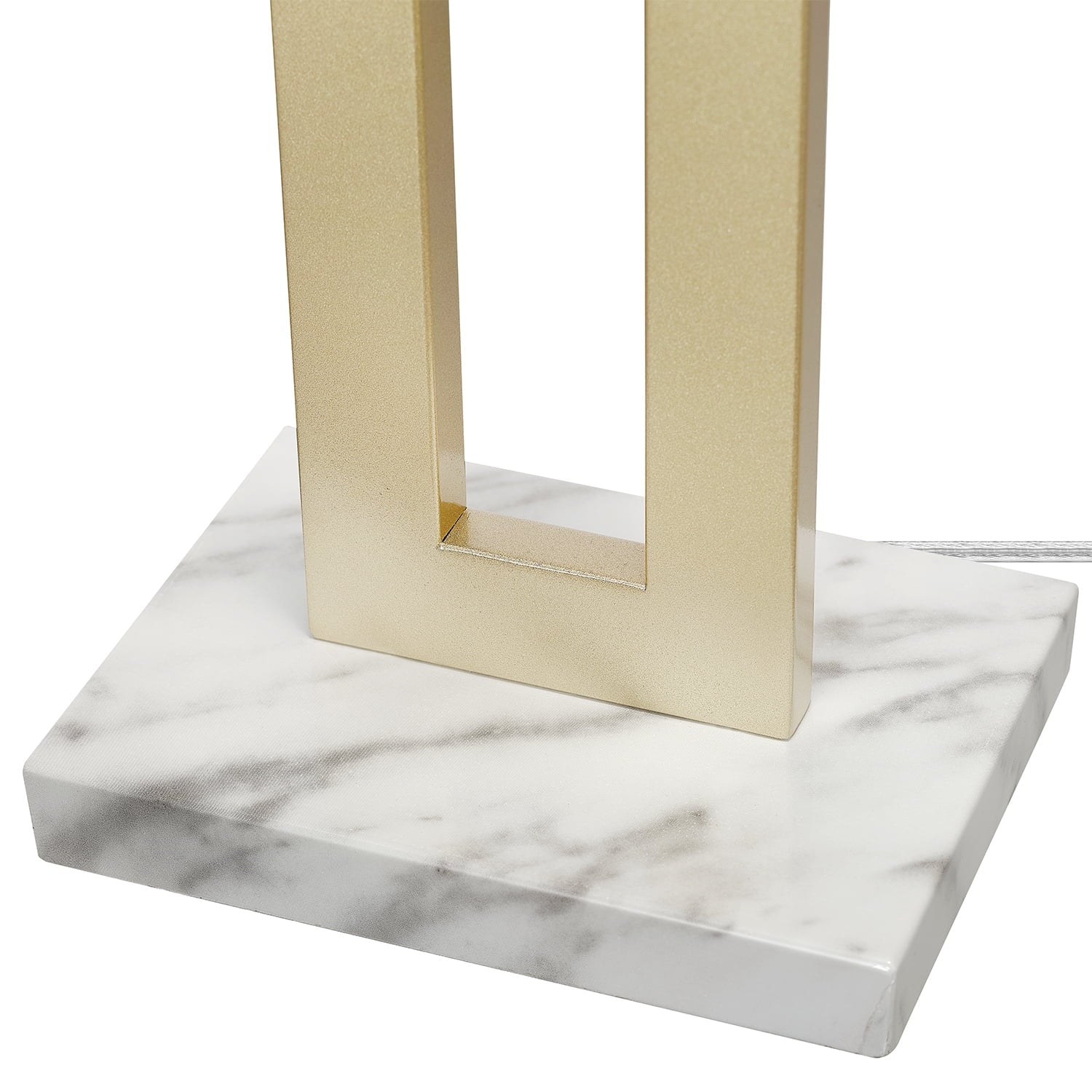 D'Alessio 20-inch Modern Gold Table Lamp, White Linen Shade, LED Bulb Included