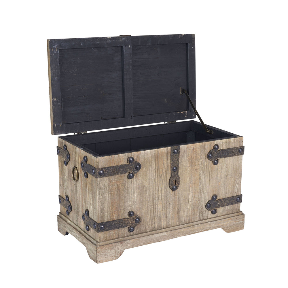 Household Essentials Victorian Storage Trunk with Metal Hinge Accents, Small