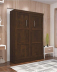 Pemberly Row 59" Contemporary Wood/Metal Full Wall Bed in Chocolate