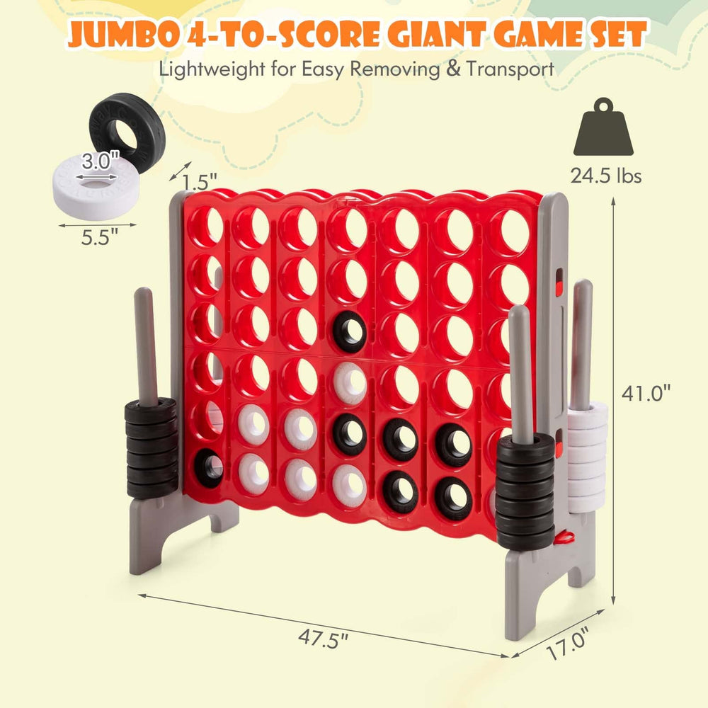 3.5 Feet Tall Jumbo 4 - to - Score Family Fun Game with Quick - Release Sliders &amp; 42 Large Rings - From Where - 