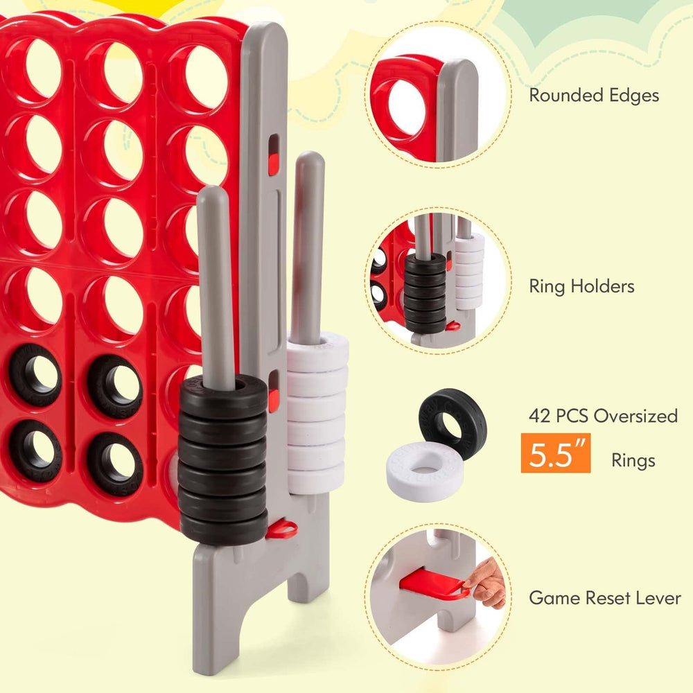 3.5 Feet Tall Jumbo 4 - to - Score Family Fun Game with Quick - Release Sliders &amp; 42 Large Rings - From Where - 