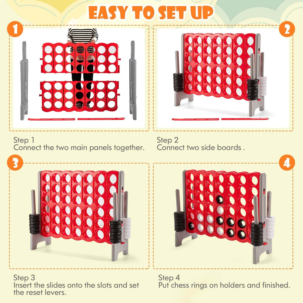 3.5 Feet Tall Jumbo 4 - to - Score Family Fun Game with Quick - Release Sliders &amp; 42 Large Rings - From Where - 