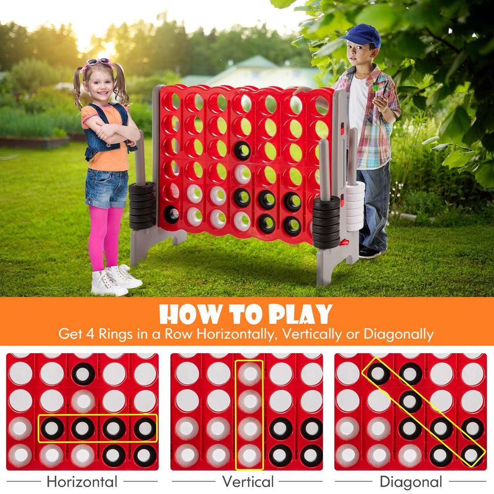 3.5 Feet Tall Jumbo 4 - to - Score Family Fun Game with Quick - Release Sliders &amp; 42 Large Rings - From Where - 
