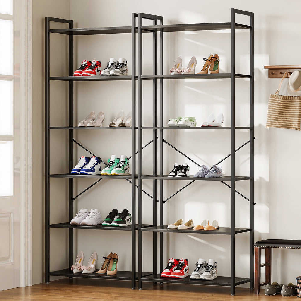 Casacomoda 6-Tier Tall Bookshelf, Large Bookcase with Steel Frame, Deep Book Shelf for Living Room, Home Office, Study, Industrial Style, Black - Walmart.com