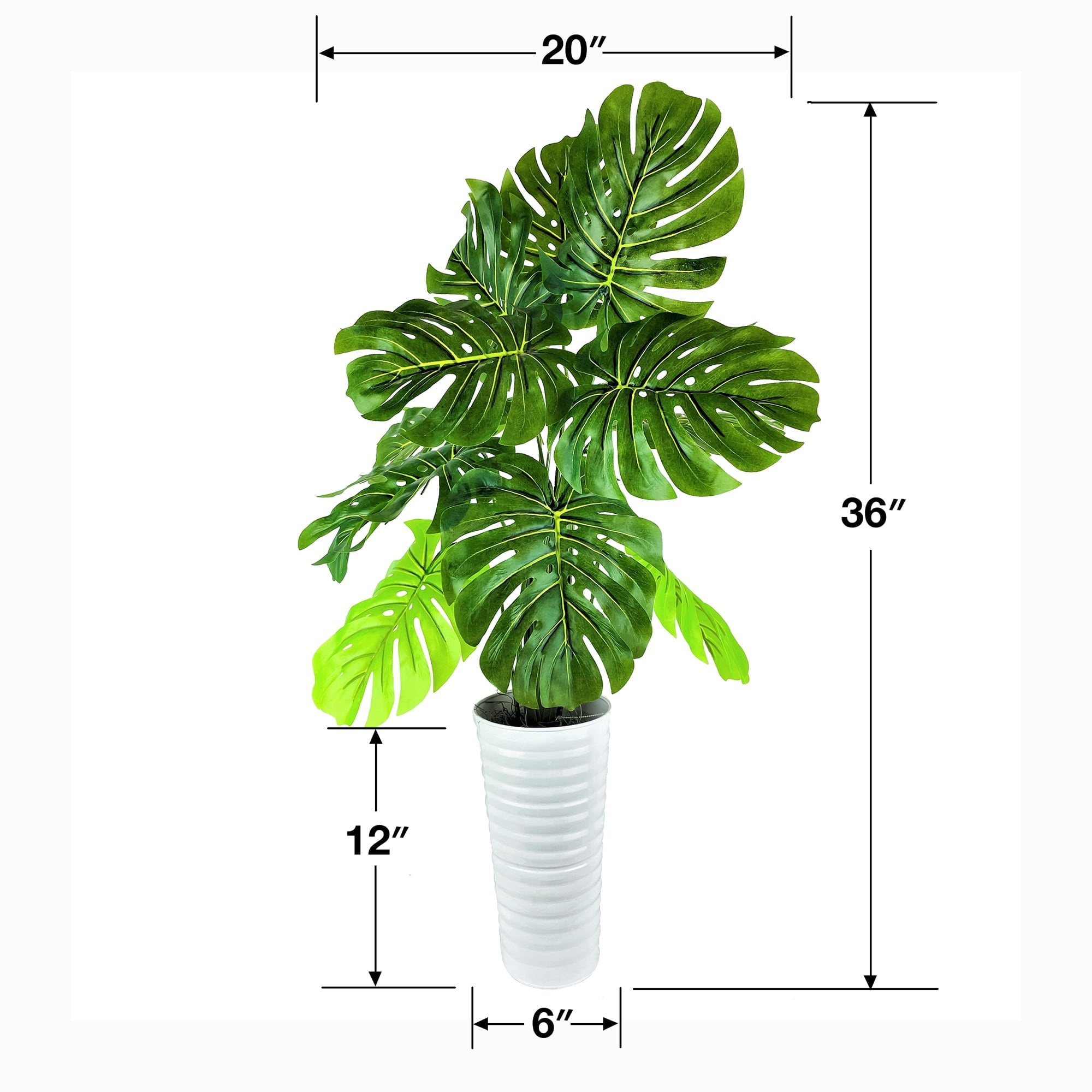 36" Artificial Monstera Plant in White Planter - From Where - 