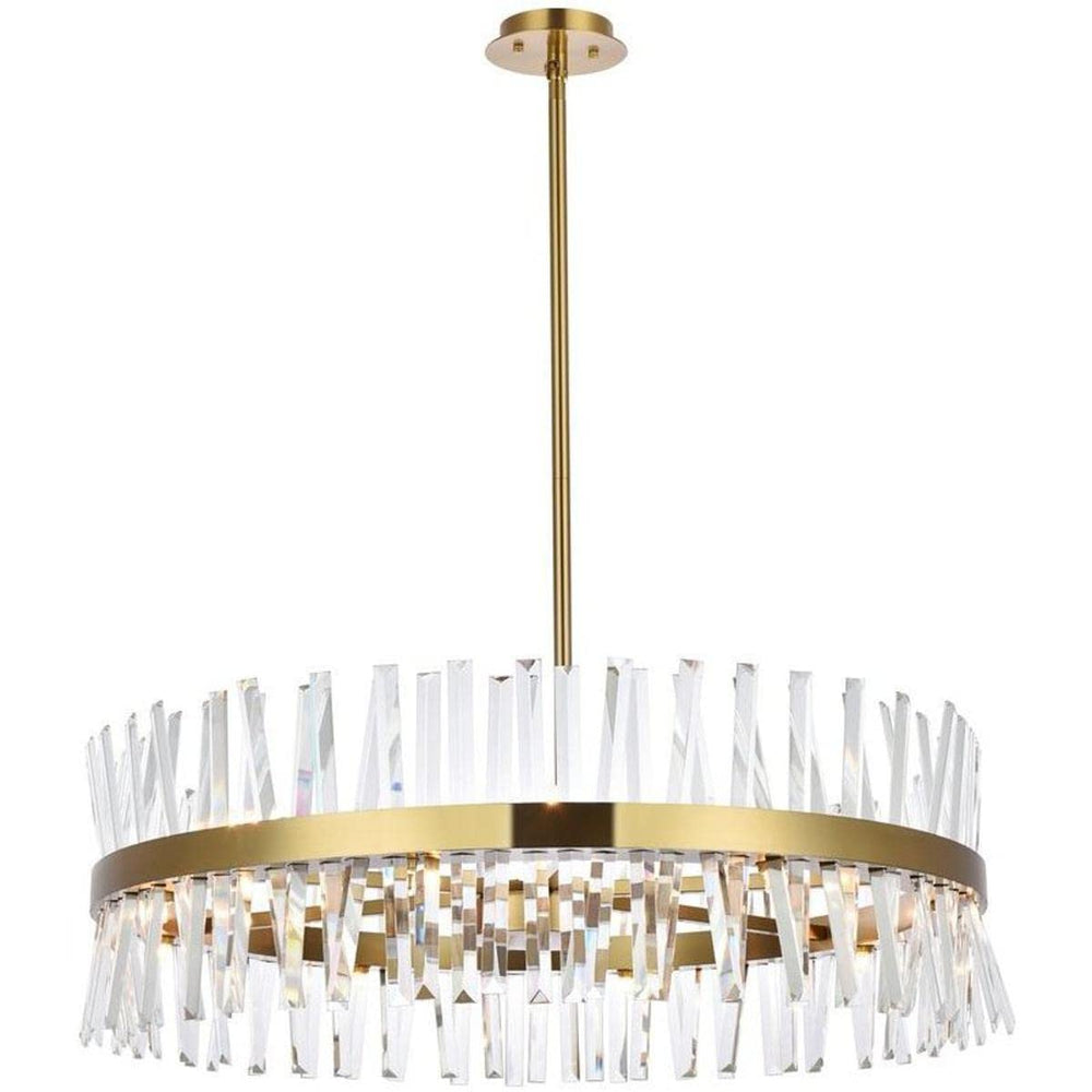 36 inch Crystal Round Chandelier Light in Satin Gold - From Where - 