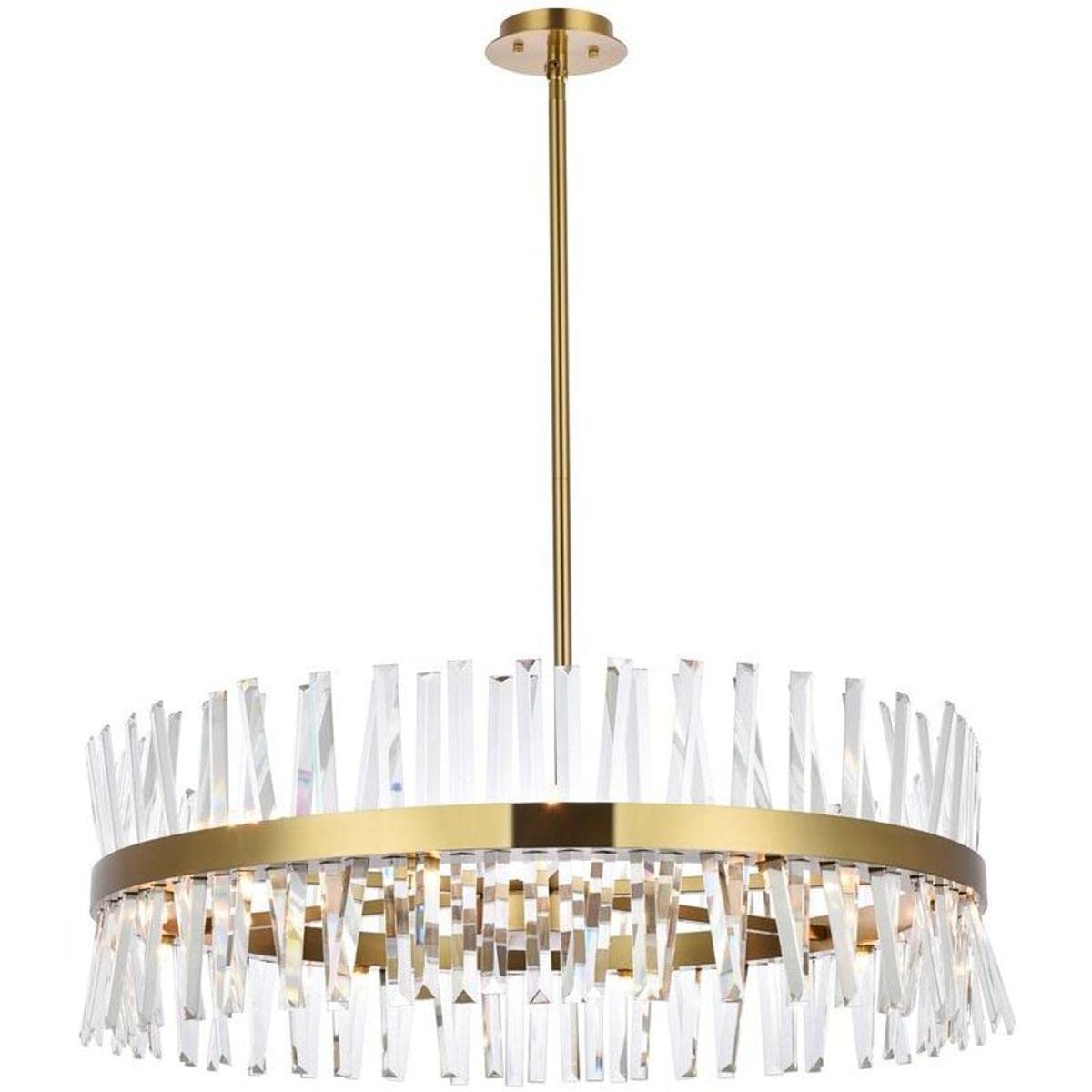 36 inch Crystal Round Chandelier Light in Satin Gold - From Where - 