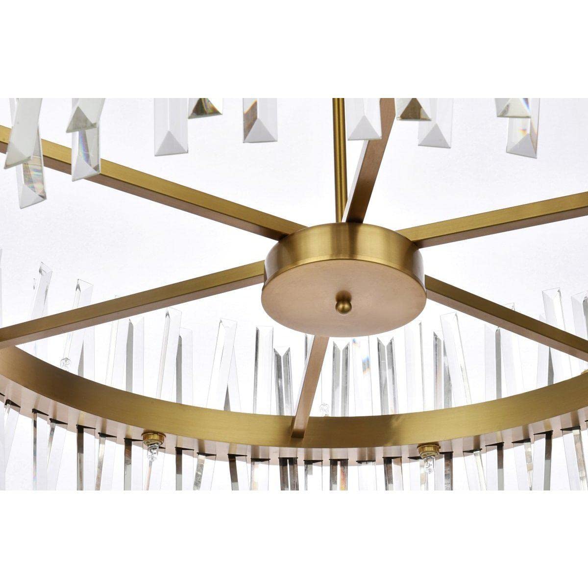 36 inch Crystal Round Chandelier Light in Satin Gold - From Where - 