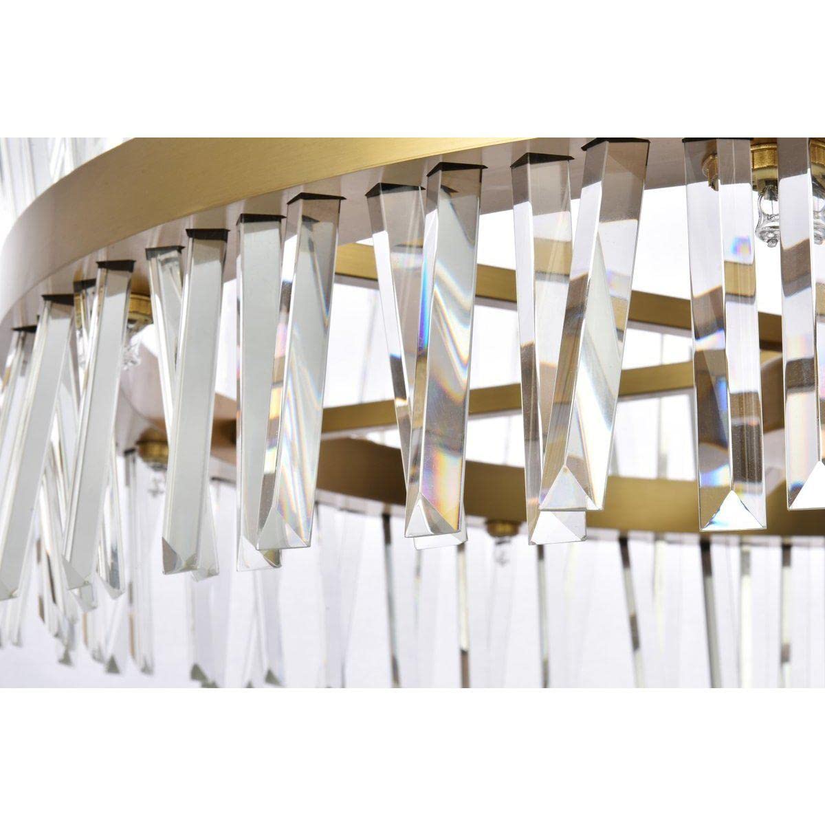 36 inch Crystal Round Chandelier Light in Satin Gold - From Where - 