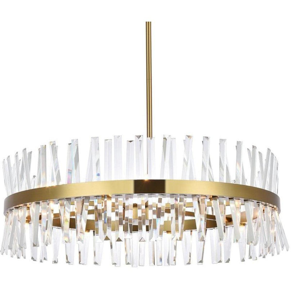 36 inch Crystal Round Chandelier Light in Satin Gold - From Where - 