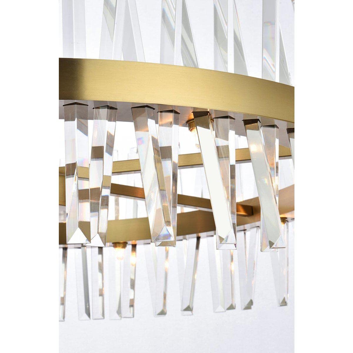 36 inch Crystal Round Chandelier Light in Satin Gold - From Where - 