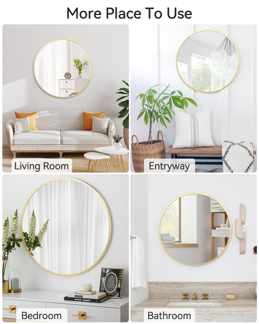 36 inch Gold Circle Mirror - From Where - 