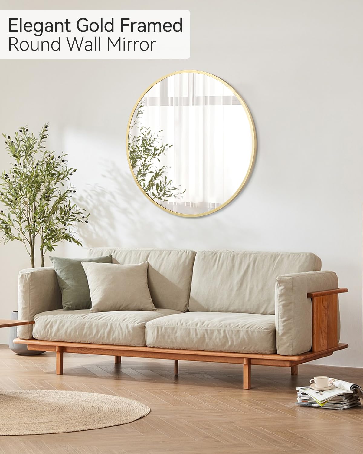 36 inch Gold Circle Mirror - From Where - 