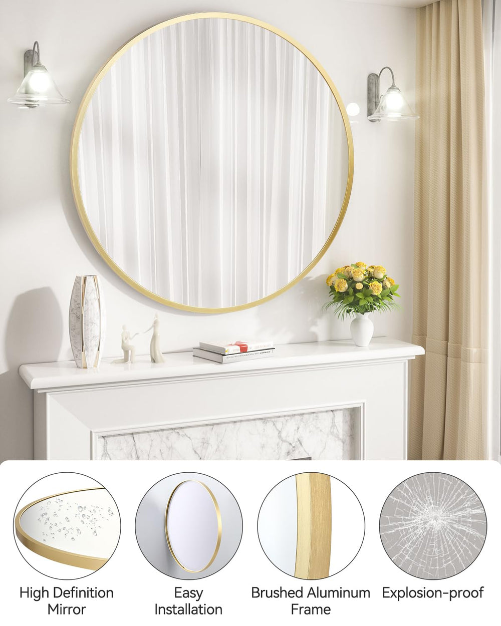 36 inch Gold Circle Mirror - From Where - 