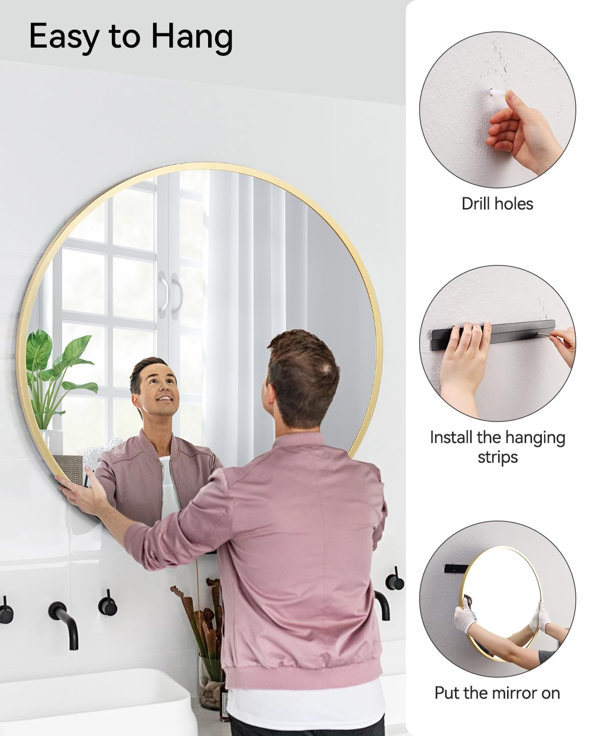 36 inch Gold Circle Mirror - From Where - 