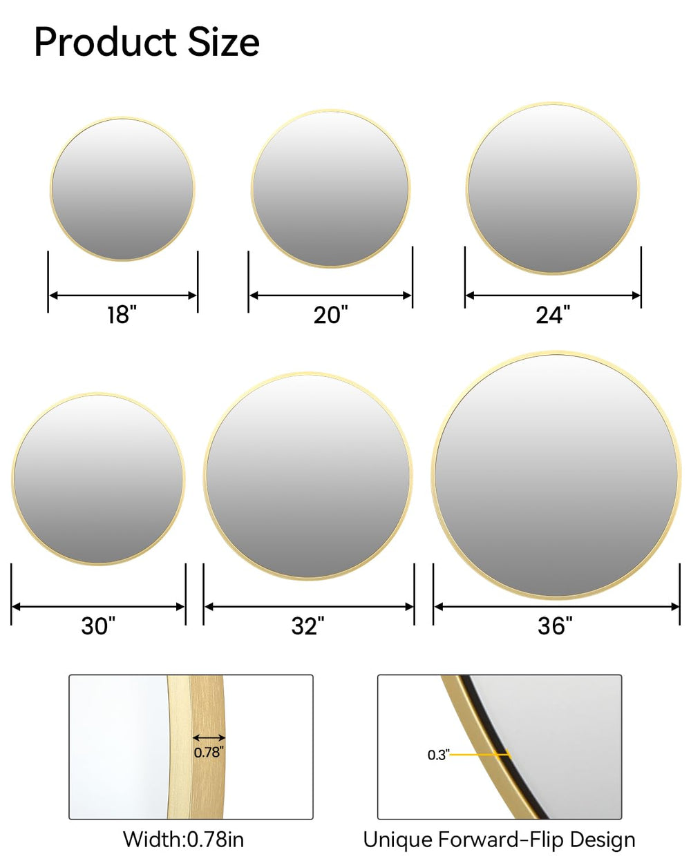 36 inch Gold Circle Mirror - From Where - 