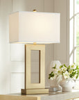 360 Lighting Marshall Modern Table Lamp 30" Tall Gold Open Base Oatmeal Rectangular Shade for Bedroom Living Room Bedside Nightstand Office House Home