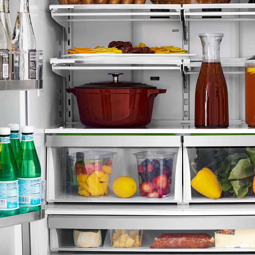 ZLINE 36" Autograph Edition 21.6 cu. ft Freestanding French Door Refrigerator with Water and Ice Dispenser in Fingerprint Resistant Stainless Steel with Gold Accents (RFMZ-36-G)
