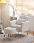 Teddy Fabric Upholstered Single Sofa with Ottoman