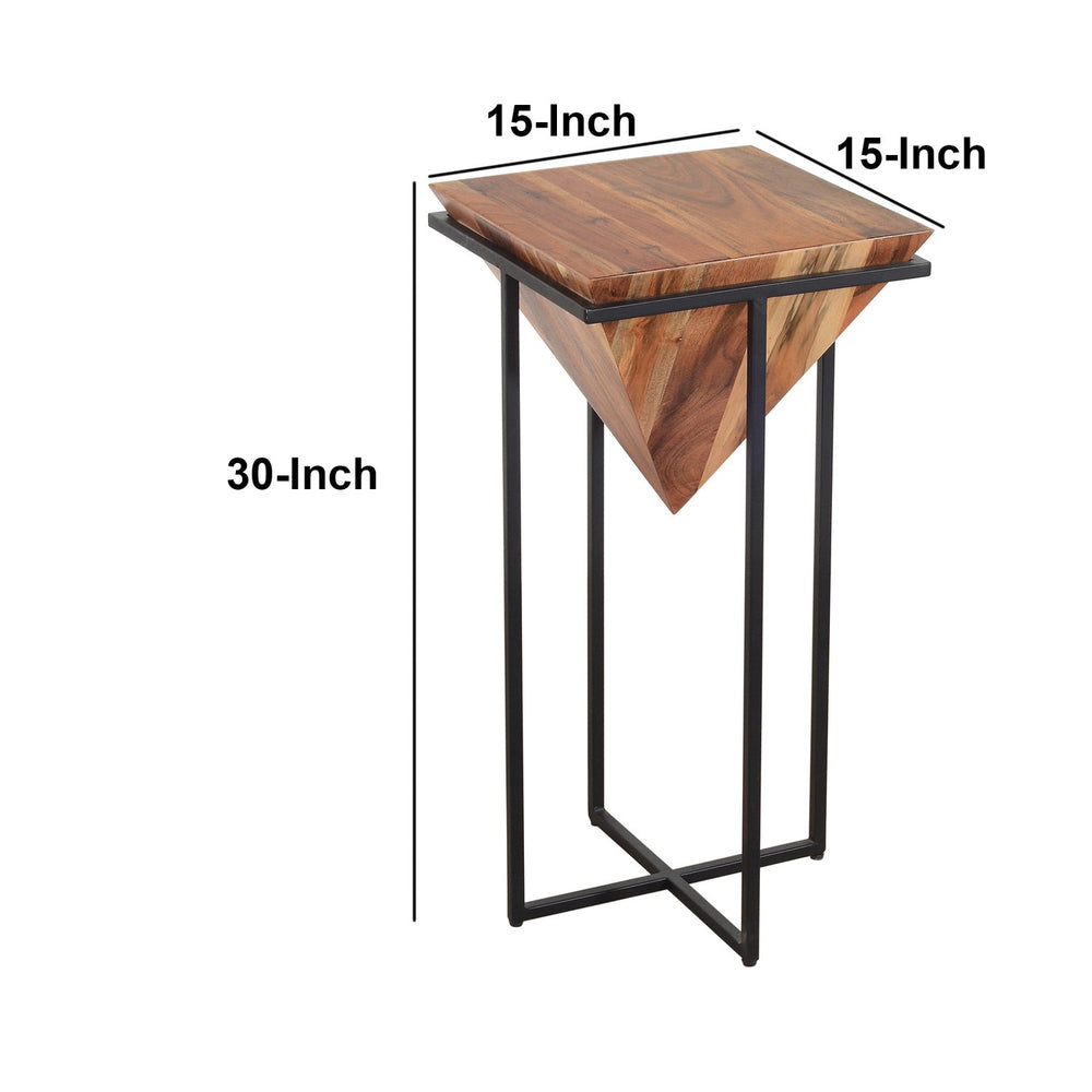 Pyramid Shaped Wood Side Table