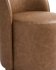 DREAMSIDEA Swivel Dining Chair, Upholstered Barrel Accent Chair for Dining Room & Kitchen Chairs, Morden Round Vanity Chair for Living Room&Bedroom, Faux Leather-Brown
