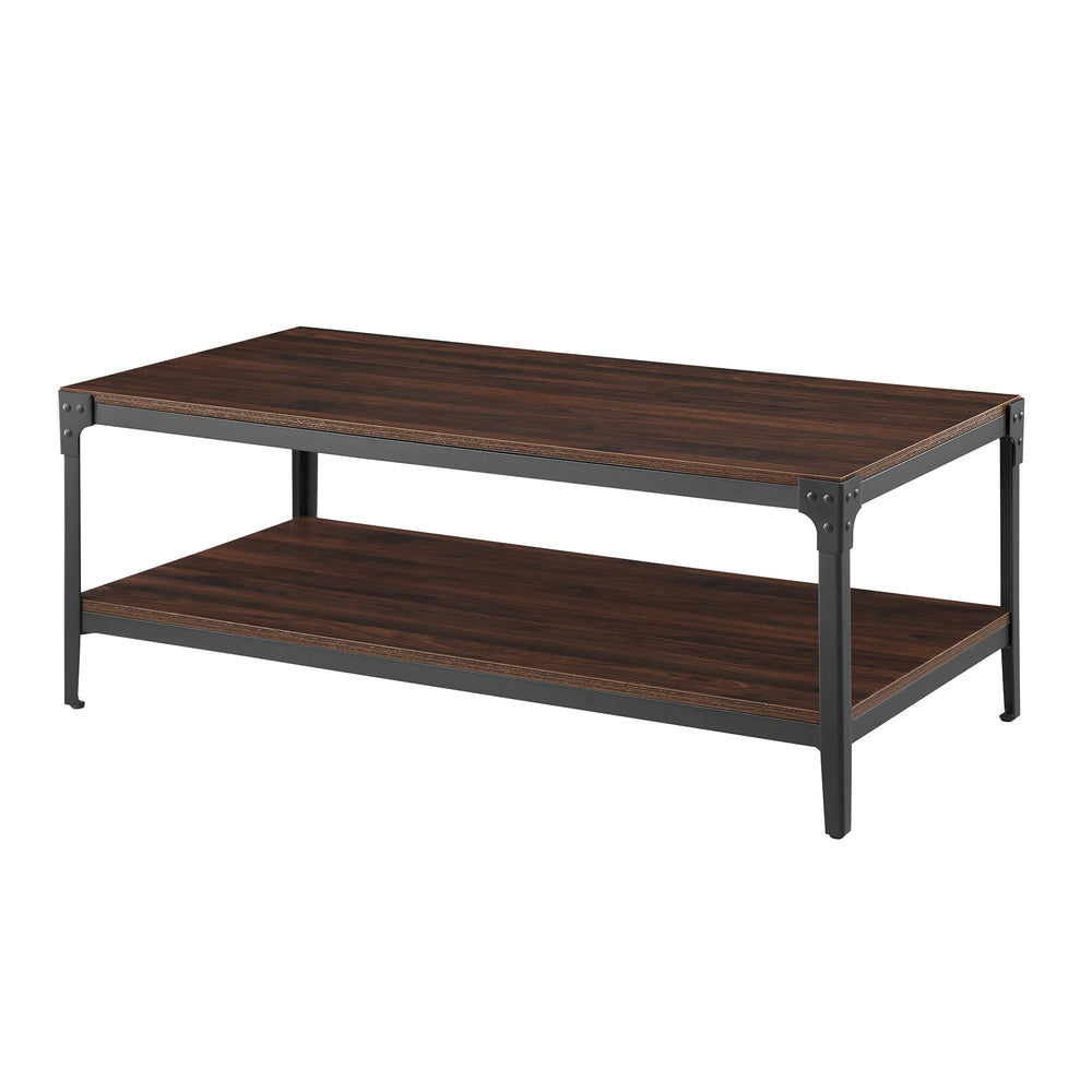 Woven Paths Wilson Angle Iron Rustic Coffee Table, Dark Walnut