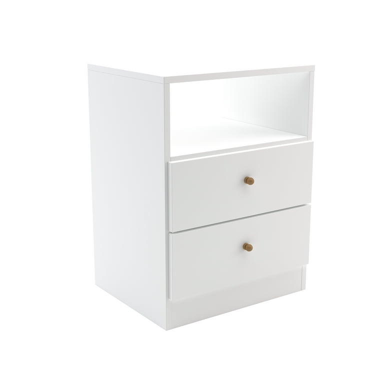 Midtown Concept Jersey 2-Drawer Bedside Nightstand Table White