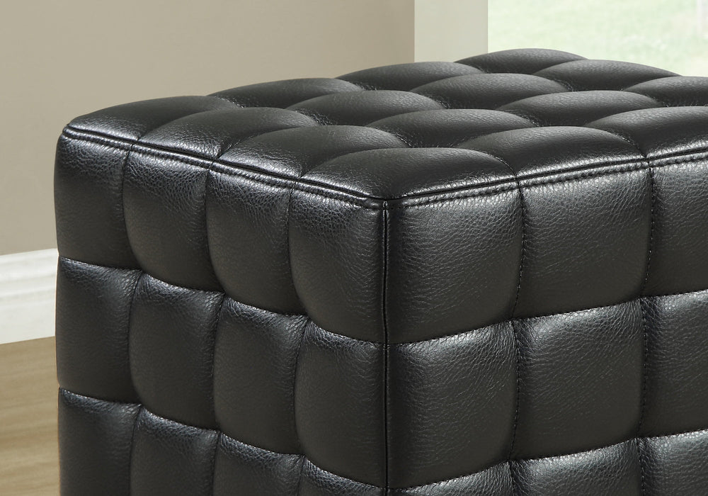 16.75" x 16.75" x 17" Black Leather Look Fabric Ottoman