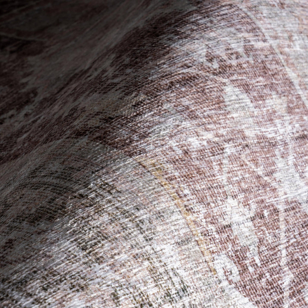 Ava Vintage Persian Spill Proof Washable Rug | Pale Pink