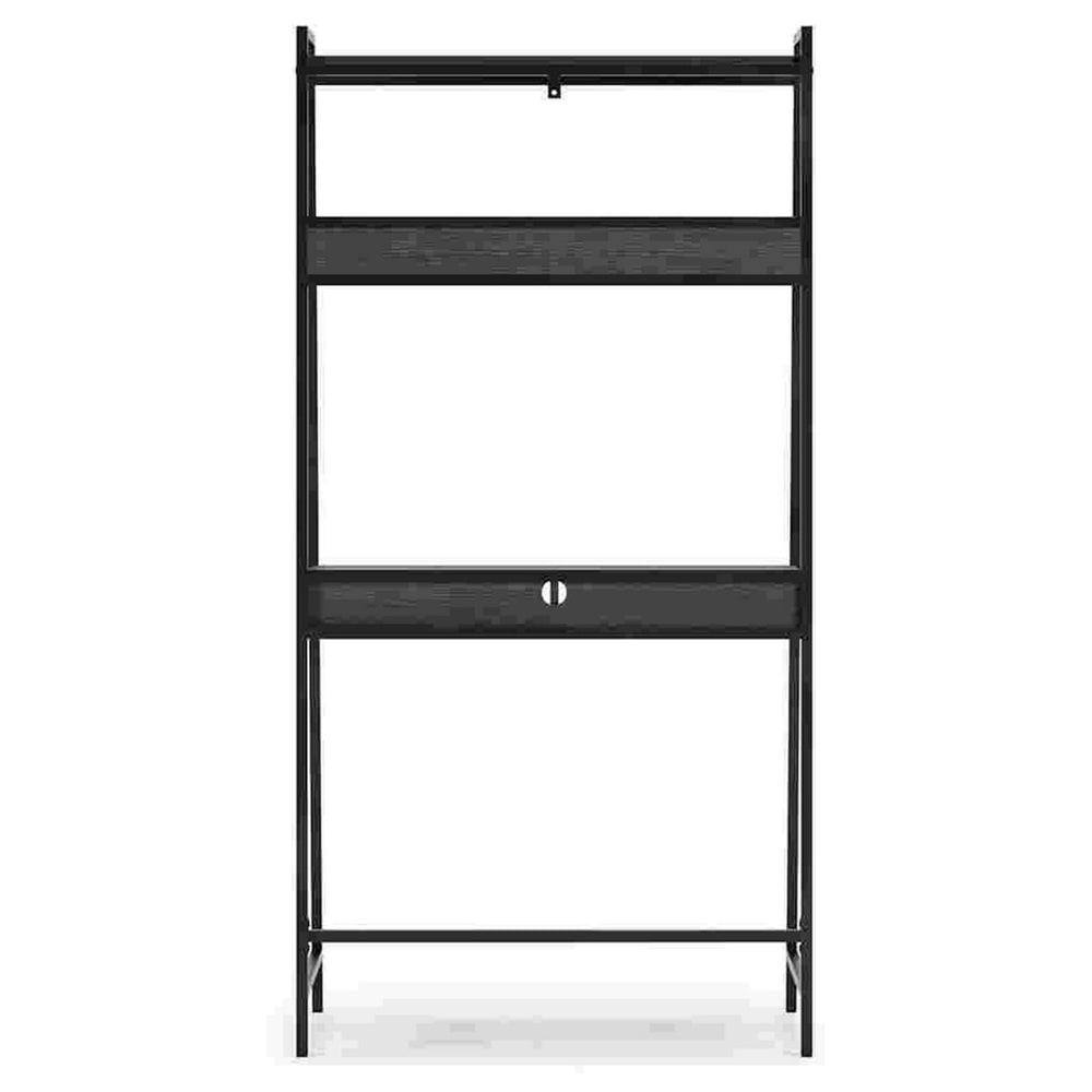 Office Desk with 2 Upper Shelves and Metal Legs, Black and Gray- Saltoro Sherpi