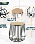 LeisureMod Runswick Modern Wood Top End Table With Steel Base Natural Wood